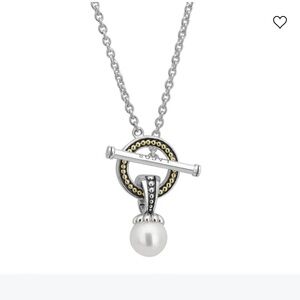 LAGOS Sterling Silver and 18k Luna Pearl Drop Toggle Pendant Necklace